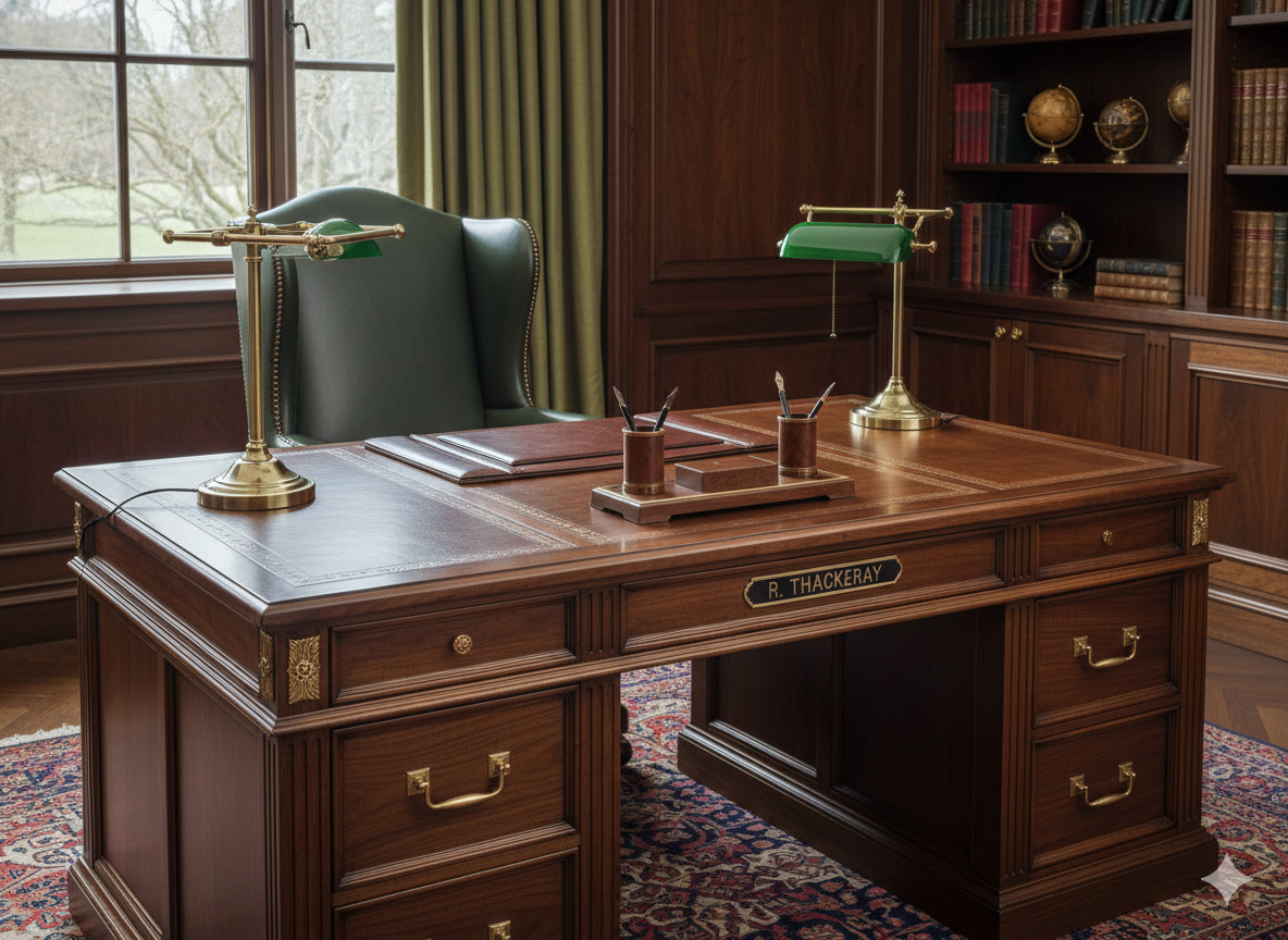 Bespoke home office desk with brass details